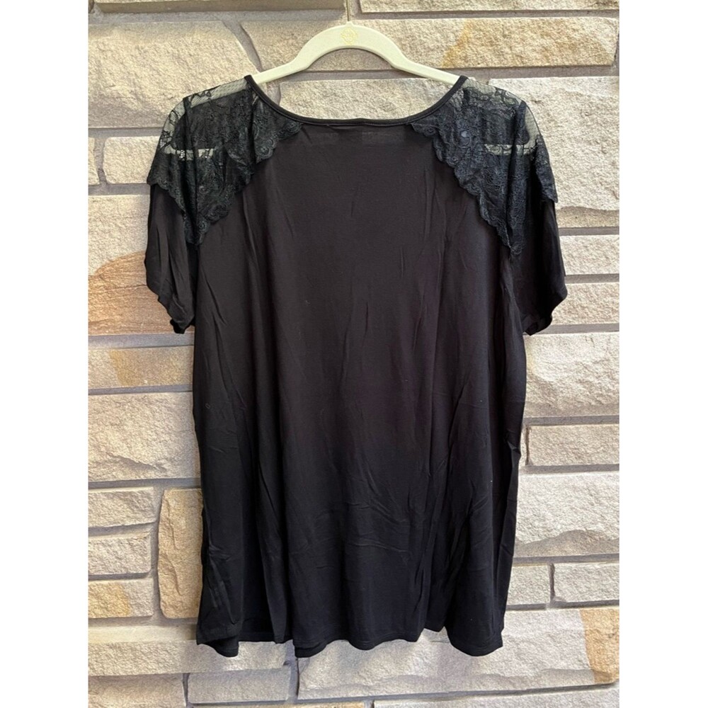 Torrid Disney Tinker Bell Graphic Tee with Lace Shoulders - Black & Blue 1x - Picture 3 of 7